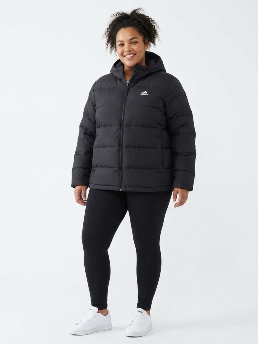 Adidas Essentials Helionic Hooded Down Puffer Jacket Black Plus Size 2X